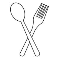Icon with image crossed spoon and fork, cutlery spoon fork vector
