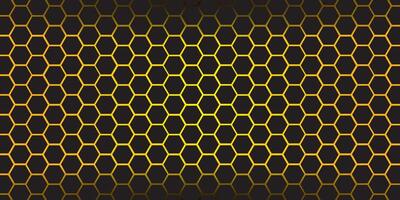 Yellow hexagon on a black background vector