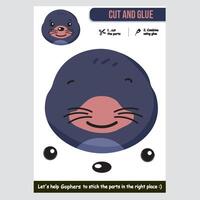Adorable gophers paper cutout game for children with colorful design vector
