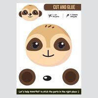 Adorable meerkat paper cutout game for children with colorful design vector