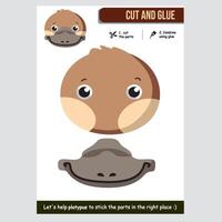 Adorable platypus craft activity for kids with cutout and gluing instructions vector