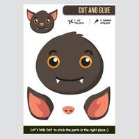 Adorable bat paper cutout game for children with colorful design vector