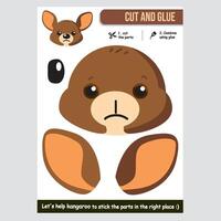 Adorable kangaroo paper cutout game for children with colorful design vector