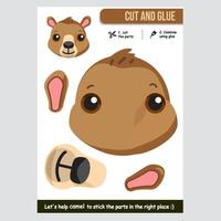 Adorable brown camel paper cutout game for children with colorful design vector