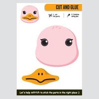 Adorable ostrich paper cutout game for children with colorful design vector