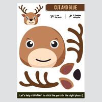 Adorable reindeer paper cutout game for children with colorful design vector