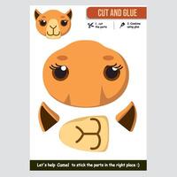 Adorable camel paper cutout game for children with colorful design vector