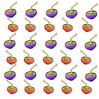 illustration graphic of seamless pattern bowl of noodles with chopsticks vector