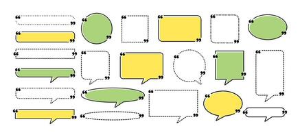 Quote frames. Speech bubble with quote marks. Texting box template for different quotes. Text blank frame. Quotation marks banner. Remark think boxes. concept vector