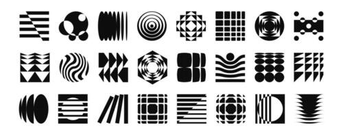 Y2k shapes. Abstract brutalist logo, postmodern graphic elements with reflection and deformation, trendy 70s retro postmodern, bauhaus geometric shape. Y2k isolated collection vector