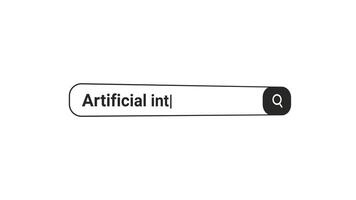 Artificial intelligence search bar icon close up animation video