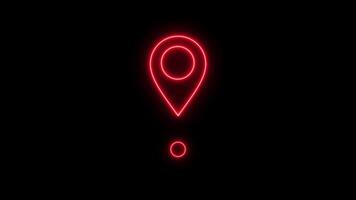 Map pin pointer neon glow animation looping video