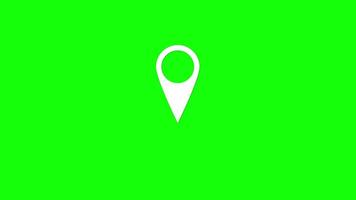 Bouncing icon map animation on green screen, animated icon map pin pointer video