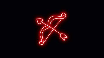 Neon sticker of a red arrow and bow. Alpha channel transparency. video