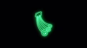 Neon sticker of green rainbow. Alpha channel transparency. Happy St. Patricks day video