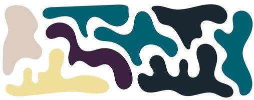 Bloho color irregular blob, set of abstract organic shapes. Abstract irregular random blobs. Simple liquid amorphous splodge. Trendy minimal designs for presentations, banners, posters and flyers. vector
