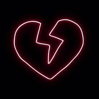 Broken heart design in neon style with transparent alpha channel. video