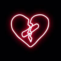 Sticker of a neon broken heart, featuring an alpha channel for transparency. video