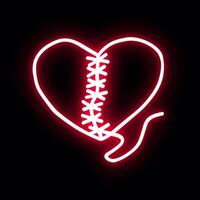 Neon broken heart sticker with alpha channel transparency. video