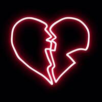 Neon sticker featuring a broken heart with alpha channel transparency video