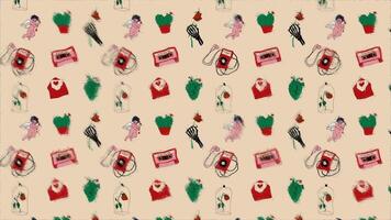 Retro stickers. Anti Valentine's day concept.. Loop Background. Sketch effect video
