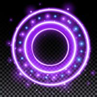 Purple hologram portal. Magic fantasy portal. Magic circle with halo effect. blue glow scifi teleport with sparks and hologram, technology background. vector