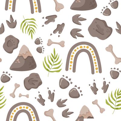 Dinosaur seamless pattern footprint tracks.