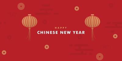 Chinese new year banner template design with lantern, coin, clouds. Chinese background banner illustration vector