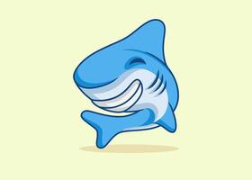 Shark character smiling, cute and adorable with happy expression vector