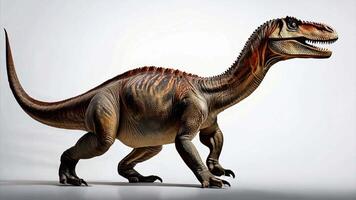 Realistic full body of Dinosaur walking in close up isolated on white background. video
