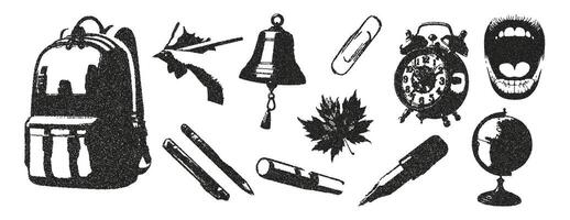 Trendy set of retro-style elements-photocopies Back to School. vector
