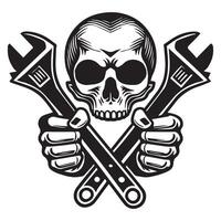 Mechanic Tools with Skull Illustration Design vector