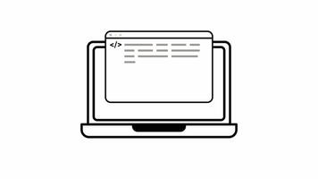 dados codificação dentro uma computador portátil para trabalhos para negócios. animado ícone looping dentro branco fundo video
