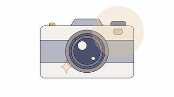 photo camera click shutter. Animated footage looping in white background video