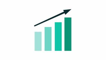 Green business graph up increase with arrow. Animated footage looping in white background video