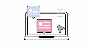 3 data files of working from a laptop. Working in a laptop. Animation icon looping in white background. video