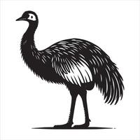 Black and White Representation of a Greater Rhea vector