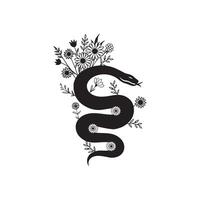 Artistic Snake and Flower Design vector