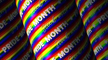 Pride Month text 3D tube abstract loop background video