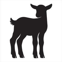 Simple Domestic Goat Silhouette Illustration Design vector