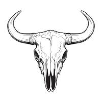 Abstract Longhorn Cow Skull Sketch Design vector