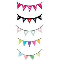 Vibrant Bunting Banner Flags Design Bundle for Celebrations vector