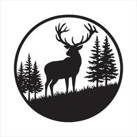 Forest Silhouette Design Featuring Wildlife Scene vector