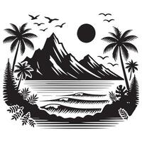 Tranquil Ocean Beach Scene with Golden Sands and Blue Waves vector