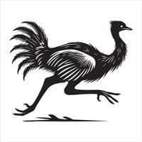Black and White Illustration of a Greater Rhea vector