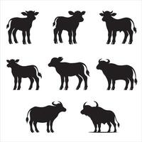 Unique American Bison Buffalo Silhouette Art Design Bundle vector