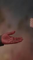 Open Hand Gesture Set Against a Softly Blurred Background of Gentle Colors and Calmness video