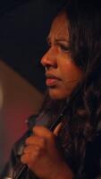 A Woman Standing in the Rain with an Umbrella An Intense and Poignant Moment Captured in Time video