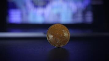 A Modern Coin Featuring a Digital Background That is Emphasized and Clearly in Focused View video