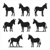 Minimalist Donkey Silhouette Design Collection vector